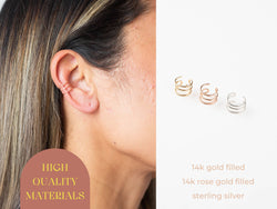 Triple Ear Cuff. Ear Cuff. Ear Wrap. Sterling Silver Cuff. Cuff Earrings. Gold Ear Cuff. Ear Cuffs. Rose Gold. Ear Climber. Triple Wire Cuff