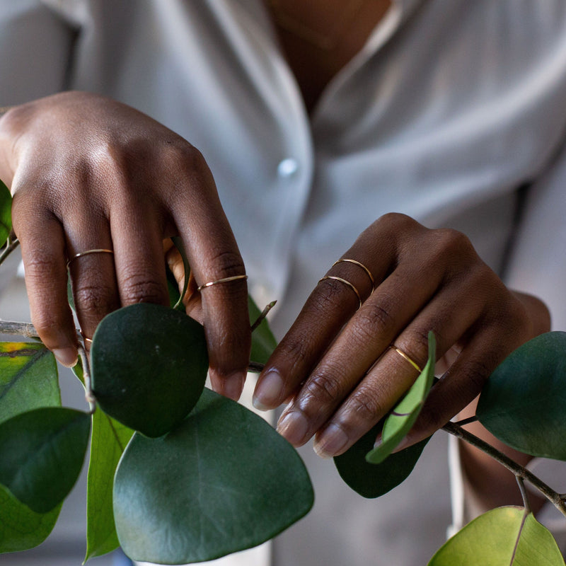 thin hammered stacking rings