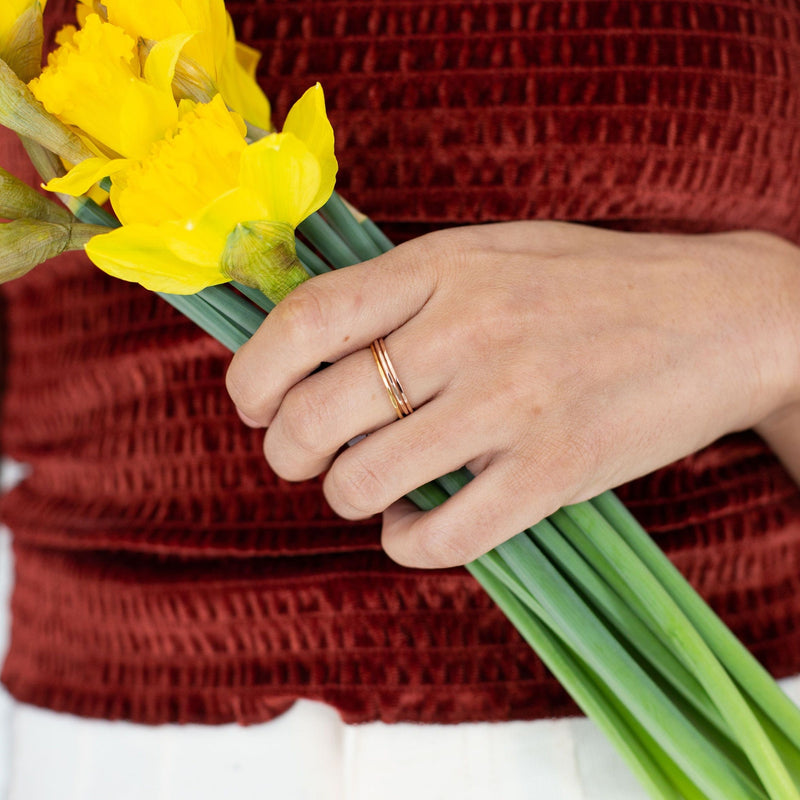 thin hammered stacking rings