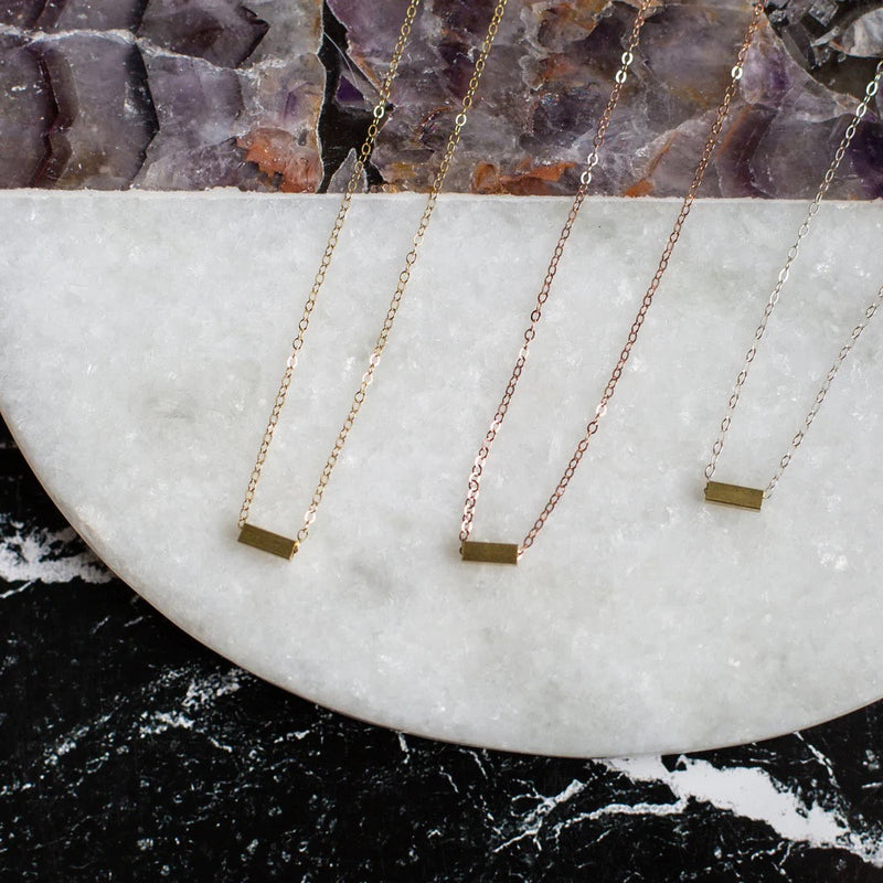 brass rectangle necklace