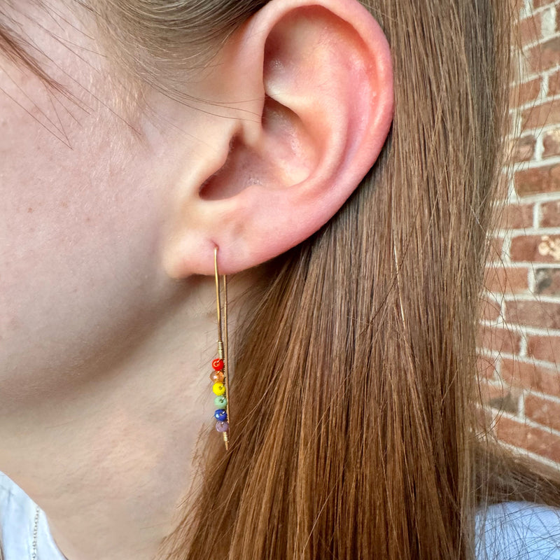 Pride Staple Earring. Gay Pride. Beaded Earring. LGBTQ Earring. LGBTQIA Earring. Pride Bead Earring. Rainbow Pride Beads. Pride Jewelry.