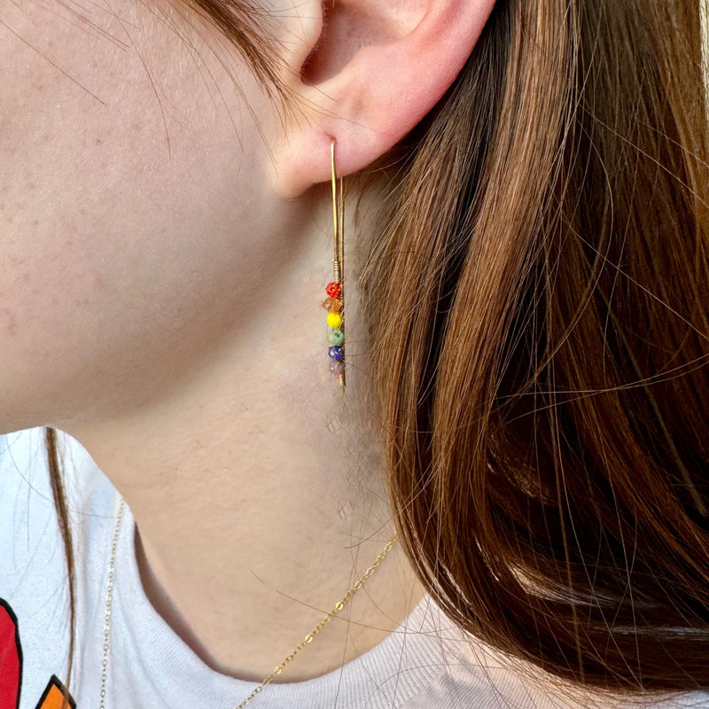 Pride Staple Earring. Gay Pride. Beaded Earring. LGBTQ Earring. LGBTQIA Earring. Pride Bead Earring. Rainbow Pride Beads. Pride Jewelry.