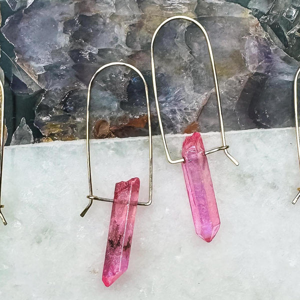 Pink Quartz Drop Earrings