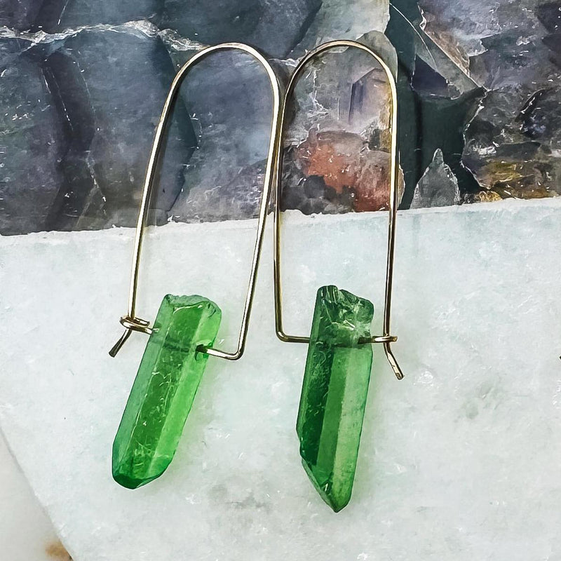 Green Quartz Drop Earrings