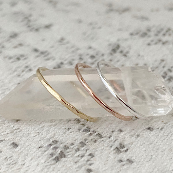 thin hammered stacking rings