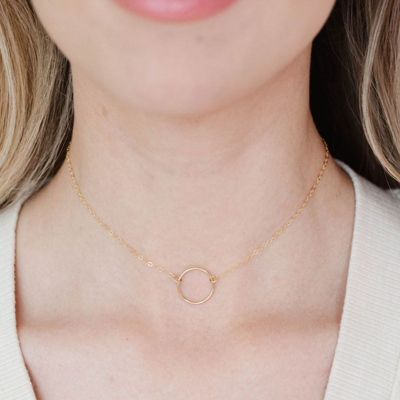 Two Interlocking Circle Necklace - 14K Solid Gold - Infinity Necklace –  Gelin Diamond